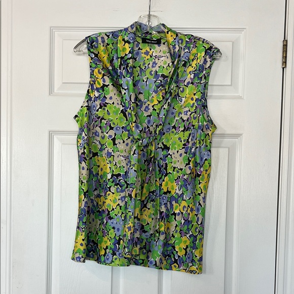 Nine West Tops - Nine West Vibrant Floral Blouse - Green, Blue, Yellow